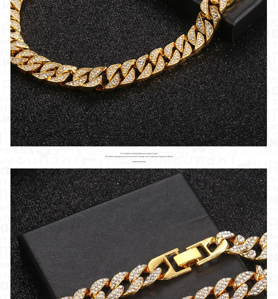 Miami Curb Cuban Chain Bracelet For Men Gold Color Hip Hop Men's Bracelet Male Jewelry Gifts  13.5/14/15mm GB452