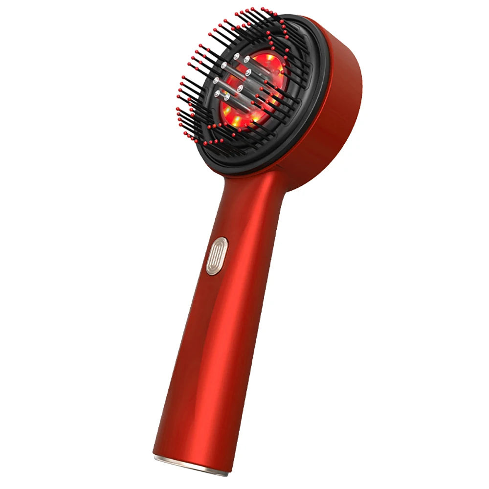 "EMS Electric Scalp Massager Comb with Vibration and Red Light Therapy – Hair Growth Stimulator, Anti-Hair Loss Oil Applicator, and Scalp Care Brush"