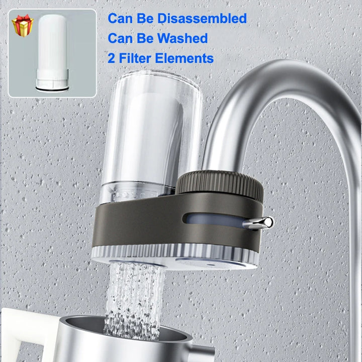 Home Kitchen Faucet Tap Water Purifier with Removable Washable Filter Elements - Dual-Filter System for Clean, Fresh Wate