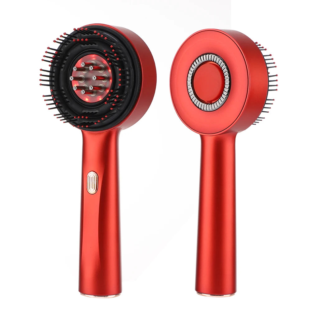 "EMS Electric Scalp Massager Comb with Vibration and Red Light Therapy – Hair Growth Stimulator, Anti-Hair Loss Oil Applicator, and Scalp Care Brush"