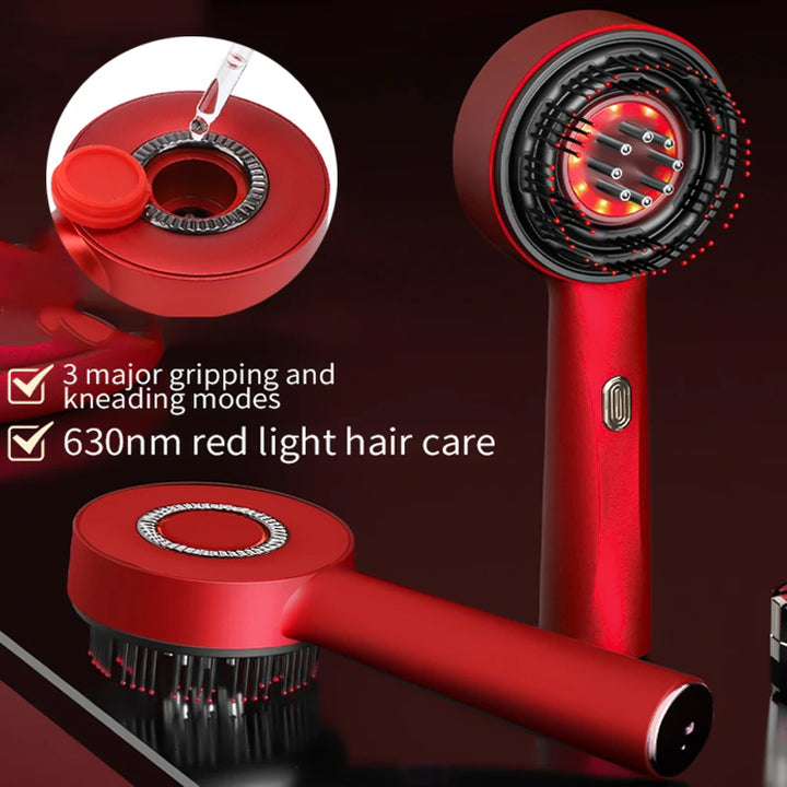 "EMS Electric Scalp Massager Comb with Vibration and Red Light Therapy – Hair Growth Stimulator, Anti-Hair Loss Oil Applicator, and Scalp Care Brush"