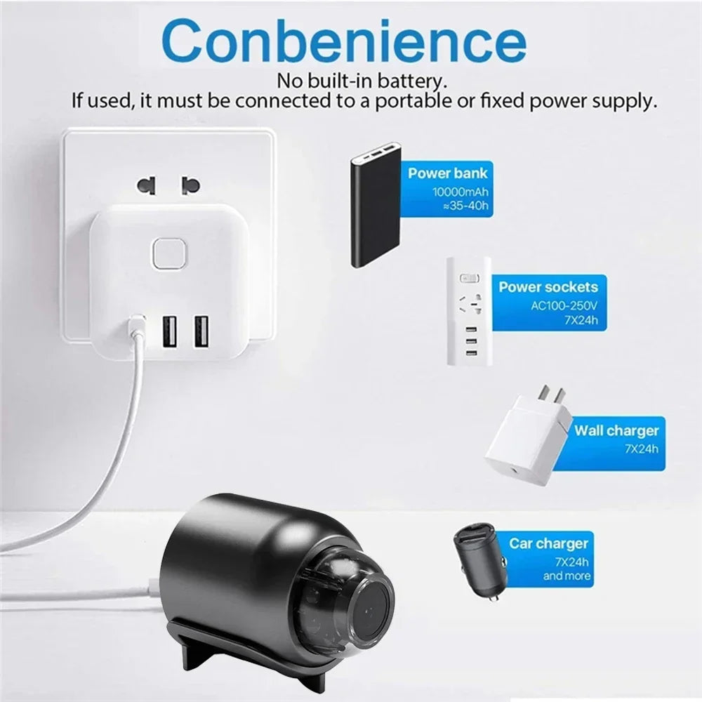 X5 Mini Camera HD1080P Compact Wireless WIFI Camera with Cyclic Recording Function Suitable for Outdoor Camping at Home